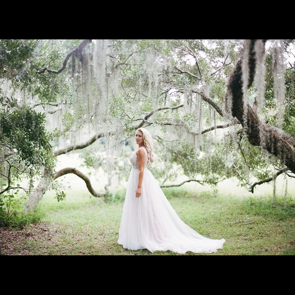 A-line Court Train Tulle Wedding Dress